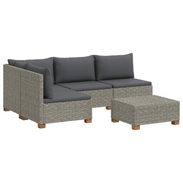 Vidaxl 5 kos Ratan lounge set s blazinami GENDT Naravni rattan