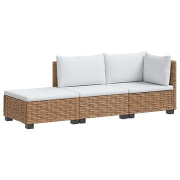 Vidaxl 3 kos Ratan lounge set s blazinami GENDT Naravni rattan Naravna