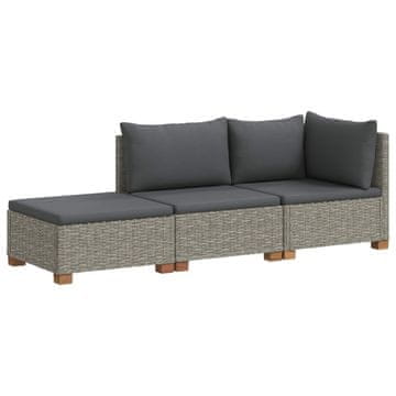 Vidaxl 3 kos Ratan lounge set s blazinami GENDT Naravni rattan
