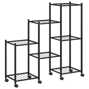 Vidaxl Stojalo za rože s kolesi 83x25x83,5 cm črno železo