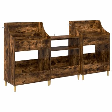 Vidaxl Set medijskih polic 3 kos Dimljen hrast 212 x 46 x 112 cm