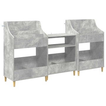 Vidaxl Set medijskih polic 3 kos Betonsko siva 212 x 46 x 112 cm