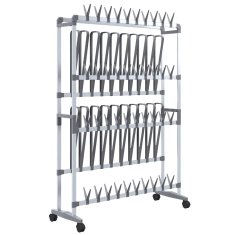 Vidaxl Stojalo za čevlje s kolesi srebrno 89x27x120 cm