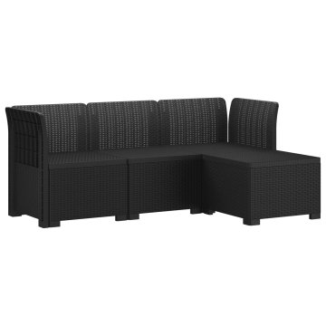 Vidaxl 4-sedežna vrtna sofa z rattan videzom PP Antracit