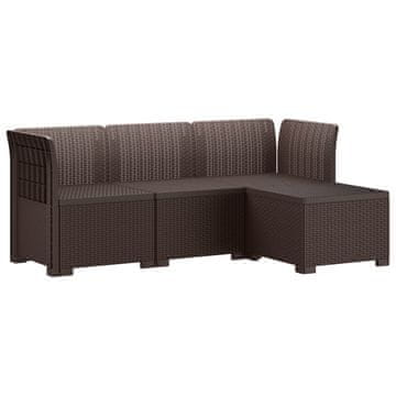 Vidaxl 4-sedežna vrtna sofa z rattan videzom PP Rjava