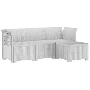 Vidaxl 4-sedežna vrtna sofa z rattan videzom PP Bela