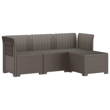 Vidaxl 4-sedežna vrtna sofa z rattan videzom PP Svetlo siva