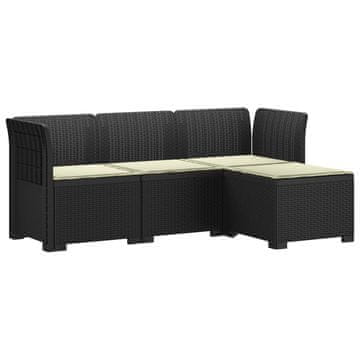 Vidaxl 4-sedežna vrtna sofa z blazinami, rattan videz PP Antracit