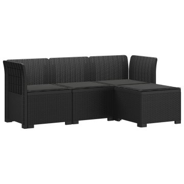 Vidaxl 4-sedežna vrtna sofa z blazinami, rattan videz PP Antracit