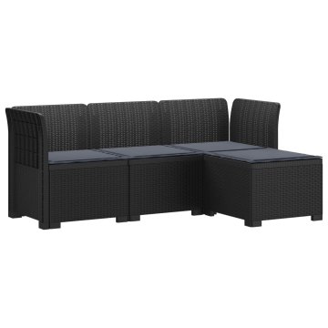 Vidaxl 4-sedežna vrtna sofa z blazinami, rattan videz PP Antracit