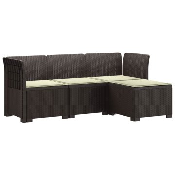 Vidaxl 4-sedežna vrtna sofa z blazinami, rattan videz PP Rjava