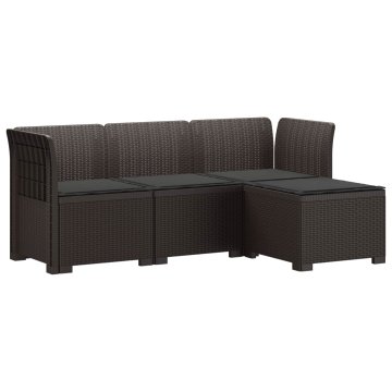 Vidaxl 4-sedežna vrtna sofa z blazinami, rattan videz PP Rjava