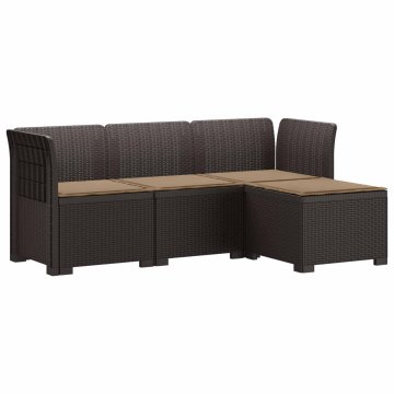Vidaxl 4-sedežna vrtna sofa z blazinami, rattan videz PP Rjava