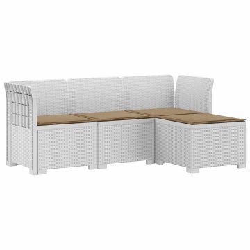 Vidaxl 4-sedežna vrtna sofa z blazinami, rattan videz PP Bela