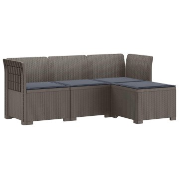Vidaxl 4-sedežna vrtna sofa z blazinami, rattan videz PP Svetlo siva