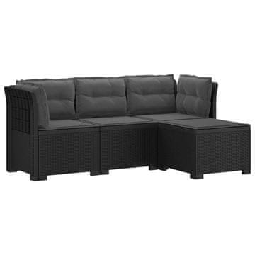 Vidaxl 4-sedežna vrtna sofa z blazinami, rattan videz PP Antracit