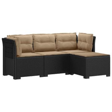 Vidaxl 4-sedežna vrtna sofa z blazinami, rattan videz PP Antracit