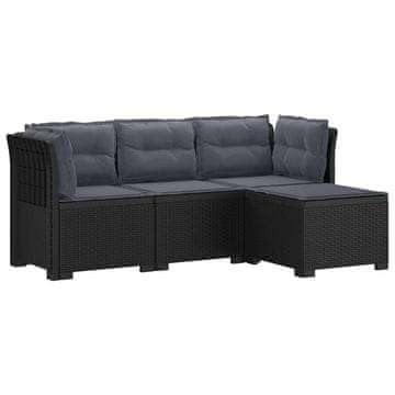 Vidaxl 4-sedežna vrtna sofa z blazinami, rattan videz PP Antracit