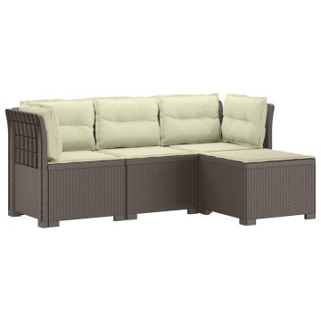 Vidaxl 4-sedežna vrtna sofa z blazinami, rattan videz PP Svetlo siva
