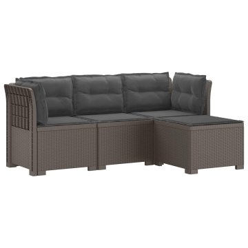 Vidaxl 4-sedežna vrtna sofa z blazinami, rattan videz PP Svetlo siva