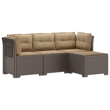 Vidaxl 4-sedežna vrtna sofa z blazinami, rattan videz PP Svetlo siva