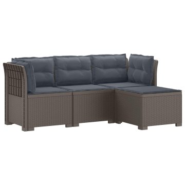 Vidaxl 4-sedežna vrtna sofa z blazinami, rattan videz PP Svetlo siva