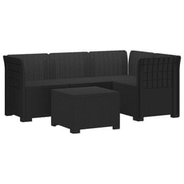 Vidaxl 4-sedežna vrtna sofa z rattan videzom PP Antracit