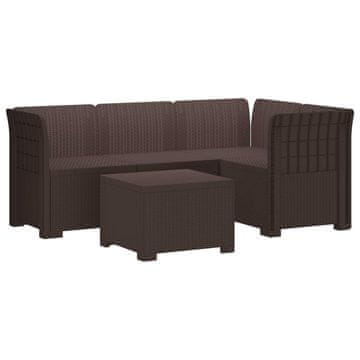 Vidaxl 4-sedežna vrtna sofa z rattan videzom PP Rjava