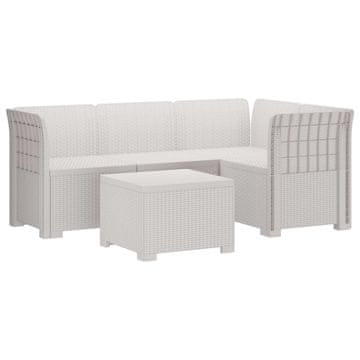 Vidaxl 4-sedežna vrtna sofa z rattan videzom PP Bela