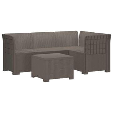 Vidaxl 4-sedežna vrtna sofa z rattan videzom PP Svetlo siva