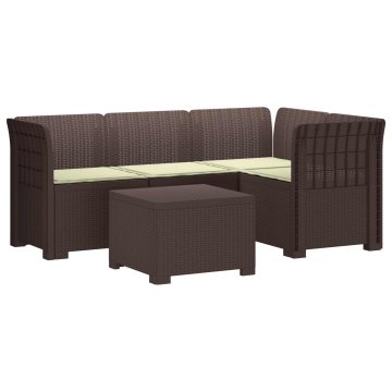 Vidaxl 4-sedežna vrtna sofa z blazinami, rattan videz PP Rjava