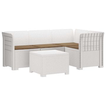 Vidaxl 4-sedežna vrtna sofa z blazinami, rattan videz PP Bela