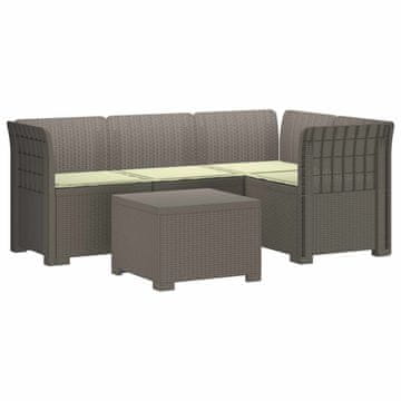 Vidaxl 4-sedežna vrtna sofa z blazinami, rattan videz PP Svetlo siva