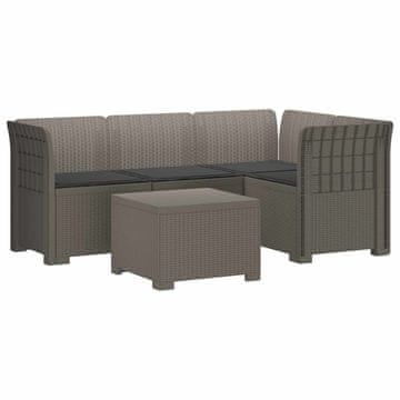 Vidaxl 4-sedežna vrtna sofa z blazinami, rattan videz PP Svetlo siva