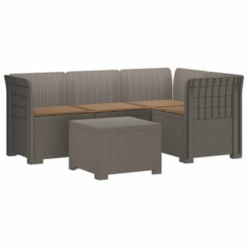 Vidaxl 4-sedežna vrtna sofa z blazinami, rattan videz PP Svetlo siva
