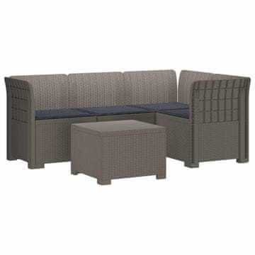 Vidaxl 4-sedežna vrtna sofa z blazinami, rattan videz PP Svetlo siva