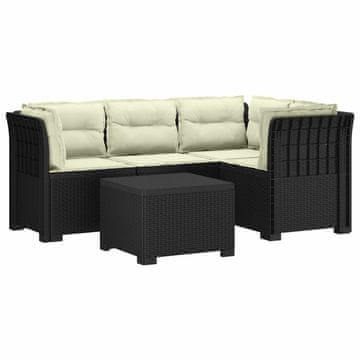 Vidaxl 4-sedežna vrtna sofa z blazinami, rattan videz PP Antracit