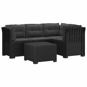 Vidaxl 4-sedežna vrtna sofa z blazinami, rattan videz PP Antracit