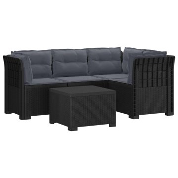 Vidaxl 4-sedežna vrtna sofa z blazinami, rattan videz PP Antracit