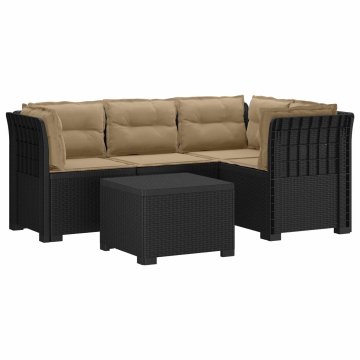Vidaxl 4-sedežna vrtna sofa z blazinami, rattan videz PP Antracit