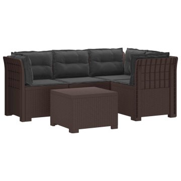 Vidaxl 4-sedežna vrtna sofa z blazinami, rattan videz PP Rjava