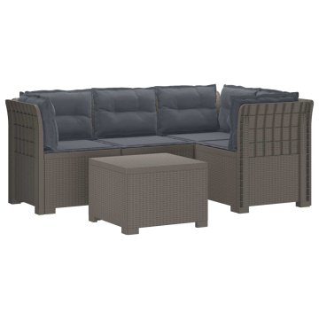 Vidaxl 4-sedežna vrtna sofa z blazinami, rattan videz PP Svetlo siva