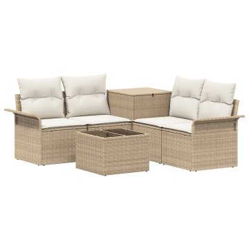 Vidaxl Kavčna garnitura 6 kos 4-sedežni Bež in smetanasto bela