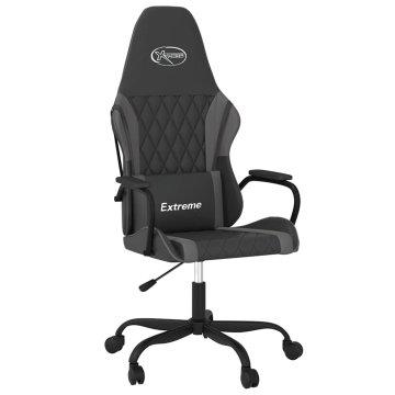 Vidaxl Masažni gaming stol črno in siva umetno usnje
