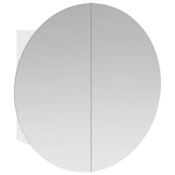 Vidaxl Kopalniška omarica z okroglim ogledalom LED bela 47x47x17,5 cm