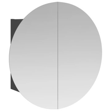 Vidaxl Kopalniška omarica z okroglim ogledalom LED siva 47x47x17,5 cm