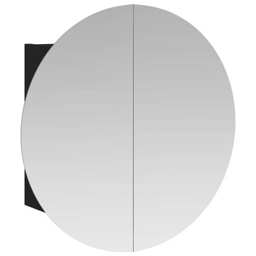 Vidaxl Kopalniška omarica z okroglim ogledalom LED Črna 40x40x17,5 cm