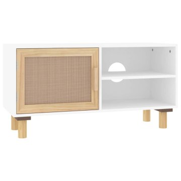 Vidaxl TV omarica 80x30x40 cm trdna borovina in naravni ratan