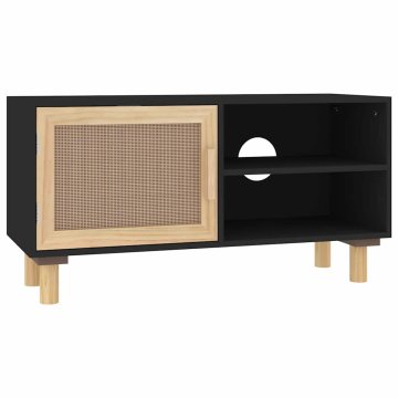 Vidaxl TV omarica 80x30x40 cm trdna borovina in naravni ratan