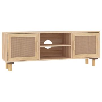 Vidaxl TV omarica 105x30x40 cm trdna borovina in naravni ratan
